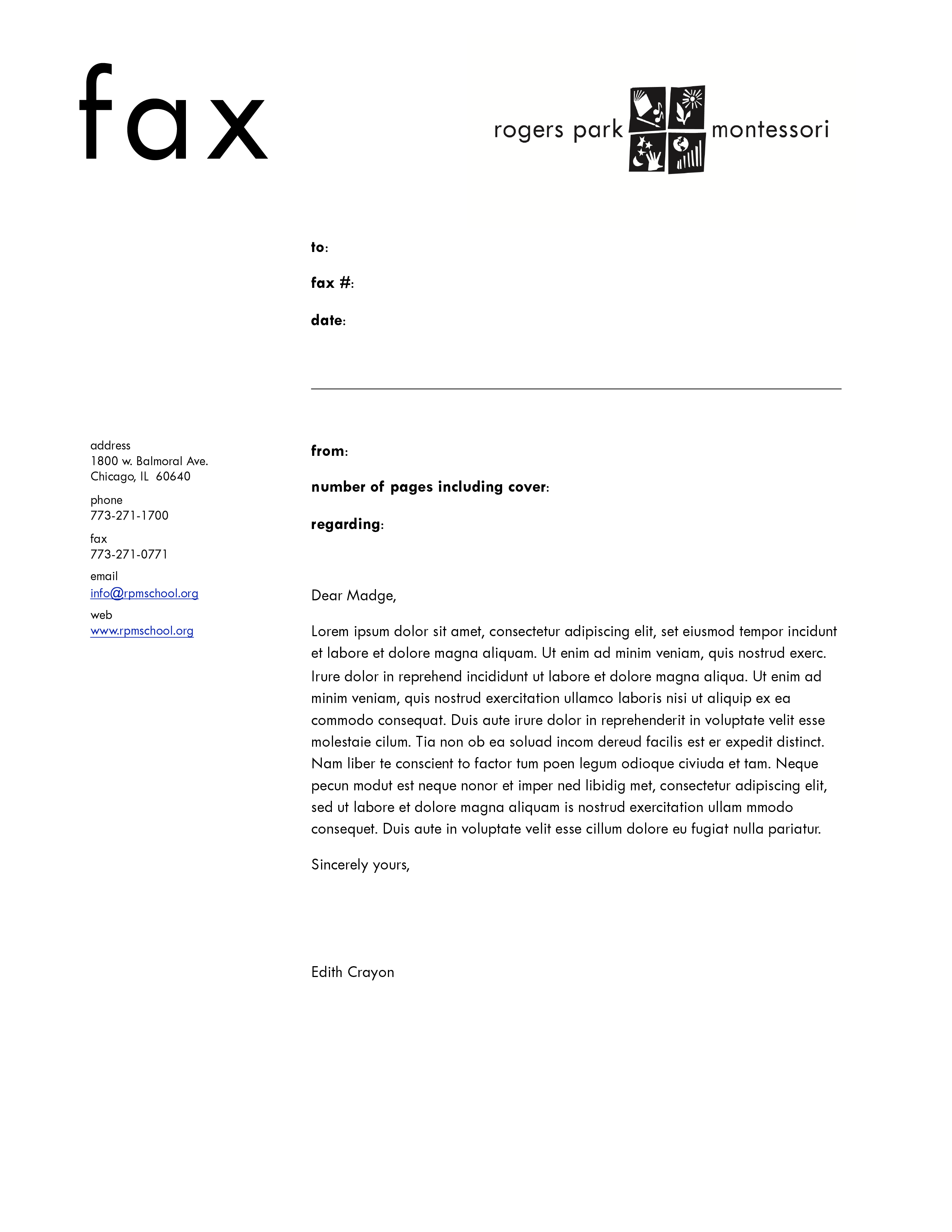 fax cover sheet